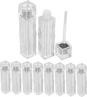 DRESSOOS 10pcs Clear Lip Gloss Tubes Reusable Empty Lipstick Containers with Brush Applicator Transparent Lip Oil Bottles Stylish Wave Design for DIY Makeup Packaging