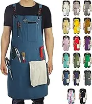 Steffy Kitchen Apron, Cotton Canvas, Adjustable Cross Back, Artist, Painting, Carpenter Work Apron for Men, Women, Plus Size
