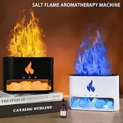 A Simulated Flame Aromatherapy Lamp with a Salt Stone Diffuser RGB Lighting And a Large Capacity Humidifier Perfect for Indoor Decoration And Suitable As a Bir
