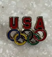 Olympics USA Rings Enamel Pin Hat Tie Lapel Pinback