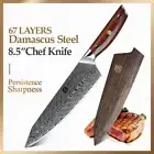 Chef Knife 67 Layers Damascus Steel Full Tang Wood Handle Kiritsuke Beef Slicing