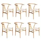 Oikiture 6x Dining Chair Wooden Hans Wegner Chair Wishbone Cafe Lounge Seat