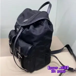 二手精品 Prada 普拉達 1BZ677 Backpack 黑色 小牛皮後背包 雙肩包