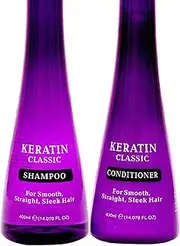 Xpel Marketing KERATIN CLASSIC HAIR SHAMPOO & CONDITIONER with Lecithin & Niacinamide for Dry & Frizzy Hair, for Smooth, Straight, Sleek Hair, For all Hair Types, Silicone Free, Women & Men 800ml