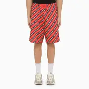 [Martine Rose] Red Bermuda shorts with logo print L Orange