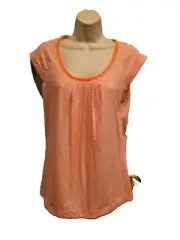 NWT $ 40 Womens Rafael Top Size SMALL ORANGE Striped Pull Over Round Neck