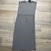 Club Monaco Womens Pleated Woven Drawstring Waist Maxi Dress Size 8 Green