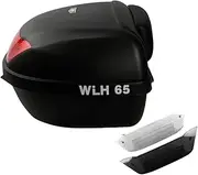 Universal Motorcycle Scooter Rear Top Box Tail Trunk Luggage Case 51L Three Reflectors with Backrest Metal Lock for Motorbike Cargo Gear Helmet Storage -Black
