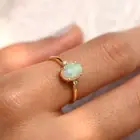 Lab Created Opal Engagement Ring Moissanite Ring Gold Plated 925 Silver Ring