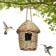 Hummingbird House - Wild Bird House Nesting Box | Hummingbird Houses for Outside, Handwoven Birds Straw Hut Hatching House, Bird Hut Breeding Cave for Garden, Balcony, Porch, Tree Trunk, Outdoor