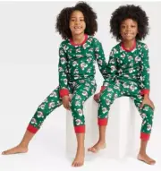Greentop Gifts Kids' Santa Print Matching Family Pajama Set - Green Kids xl
