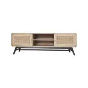 DRAPER MINDI WOOD/MINDI VENEER/RATTAN TELEVISION UNIT ETU 2 DOORS RECLAIMED AGED