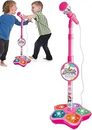 Generic Girls Microphone Stand - Pink, MP3 Karaoke with Built-In Lights & Sound Effects, Sturdy & Fun for Parties & Stage Performances