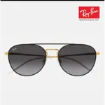 【RAYBAN 雷朋】圓形雙槓太陽眼鏡(RB3589-90548G 55MM)