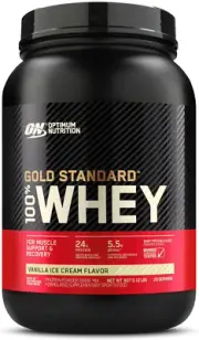 Gold Standard 100% Whey Protein Powder, Vanilla Ice Cream, 907G