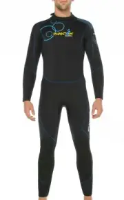 Phantom Waterman 7mm Men's Wetsuit, Stealth SuperFlex Stretch Neoprene Full Suit