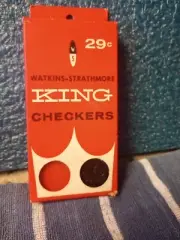 Vintage 1963 Watkins Strathmore KING Checkers Plastic Set 24 Original Box USA