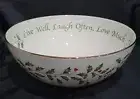 Lenox Christmas Holiday Holly Berry Bowl 9" Live Well Laugh Often Love Much NEW