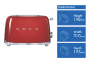 Smeg 50's Style 2 Slice Toaster Red