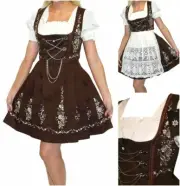 XS 2 German Dirndl Dress + Apron + Top EMBROIDERED Oktoberfest Waitress Festival