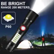 Super Bright LED Flashlight USB Rechargeable Torch for Outdoor Camping Hiking