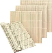 Sushi Mat Bamboo 24 x 24 CM Natural Bamboo Sushi Rolling Mat for Home Sushi Making ， Easy to Use Non-Stick Sushi Maker Kit, Perfect for Homemade Sushi, Eco-Friendly Sushi Rice Mat (4PCS)