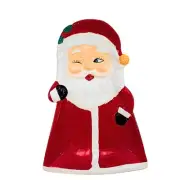 Transpac Seasonal Tabletop Character Tidbit Plate Vintage Style Santa Snowman