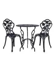 [Gardeon] Aluminum 3 Piece Outdoor Setting Bistro Chairs And Table Set in Black