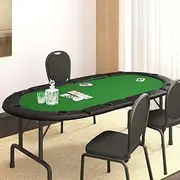 10-Player Folding Poker Tabletop Green 208x106x3 cm,Poker & Games Tables 16.6KG-80400