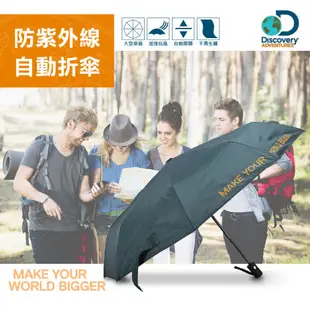 [福利品]【Discovery Adventures】防紫外線自動折傘-含收納購物袋【買一送一】