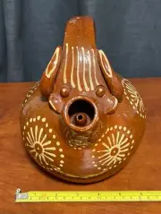 Antique Spanish Botijo Búcaro Pottery dragon Water Jug Unglazed Pitcher Clay