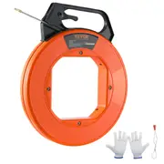 Fish Tape, 100 ft, 3/16-inch, Fiberglass Wire Puller with Optimized Housing and Handle, Easy-to-Use Cable Puller Tool, Flexible Wire Fishing Tools for Wall and Electrical Conduit,