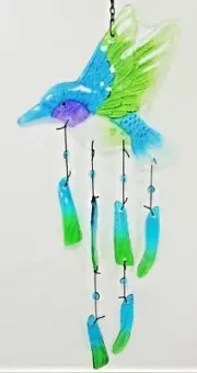 Hummingbird hand made glass wind chime sun catcher yard and garden decor