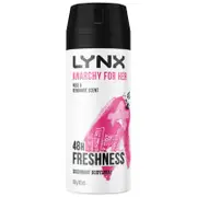 Lynx Deodorant Body Spray Aerosol Anarchy For Her 165mL 48h Odour Protection