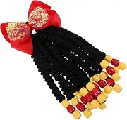 WEKADRIN Ponytail Wig Extension Braid Accessory Bead Girl Fashion Bow Hair Accessories Red High Temperature Wire