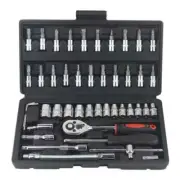 46pcs Car Repair Tool Kit with Case 1/4 Inch Drive Socket Ratchet Torque Wrench