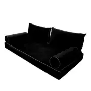V2 Velvet Daybed Mattress Pillow Cover Complete Set Contrast Pipe Twin AD374
