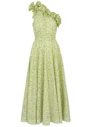 Alemais Maeve Floral-print One-shoulder Cotton Dress - Mint - 8 8