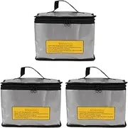 3Pcs Lipo Battery Safe Bag Fireproof Explosionproof Large Capacity Storage with Zipper