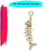 INC International Concepts Gold-Tone Crystal Fishbone Charm Women's C0803660