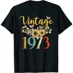 復古 1973 年以來花卉 50 歲生日真棒自 1973 年以來 T 恤