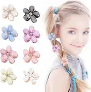 Mini Pearl Flower Hair Clip,8Pc Mini Diamond Hair Clip Flower Claw Clip,Mini Pearl Flower Hair Claw Clip Flower Hair Clip,Mini Pearl Hair Claw Clip Flower Pin Clip,Pearl Hair Claw Clip Flower Pin Clip