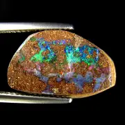13.40Ct UNIQUE RAREST ! NATURAL NEON BLUE GREEN FLASHY KOROIT BOULDER OPAL