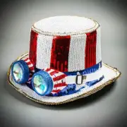 Steampunk Burning Man Uncle Sam Top Hat with Kaleidoscope 3D Glitter Goggles USA