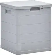 vidaXL Lightweight Plastic Garden Storage Box, 90 L Capacity, Weather-Resistant, Suitable for Indoor & Outdoor Use, Lockable - Light Grey