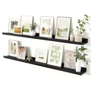 Picture Ledge Shelf, Floating Shelves Set of 55 Inch, Set of 2 Distressed Black