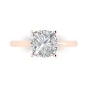 14K Rose Gold Solitaire Promise Ring, 2.5 ct Cushion Cut Simulated Diamond
