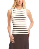 Karen Kane Ribbed Striped Sleeveless Sweater
