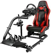 Dardoo Racing Simulator Cockpit Game Seat Red,Adjustable Frame and Seat fit for Logitech G25 G27 G29 G920 G923, Thrustmaster T300, Fanatec, Steering Wheel Stand without Wheel,Handbrake and Pedal