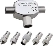 2-Way Aerial Splitter Cable TV Splitter Digital Signal Antenna RF Coaxial Adapter Female Male Aerial Coax Connector 6Pcs/Pack